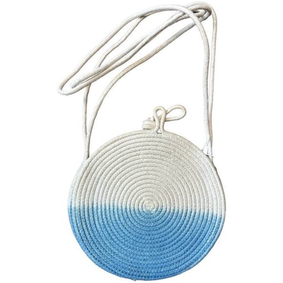 Apprvl Ivory Blue Small Rope Round Shoulder Purse Bag 9" Shoulder Drop 21" NWT - Picture 2 of 7